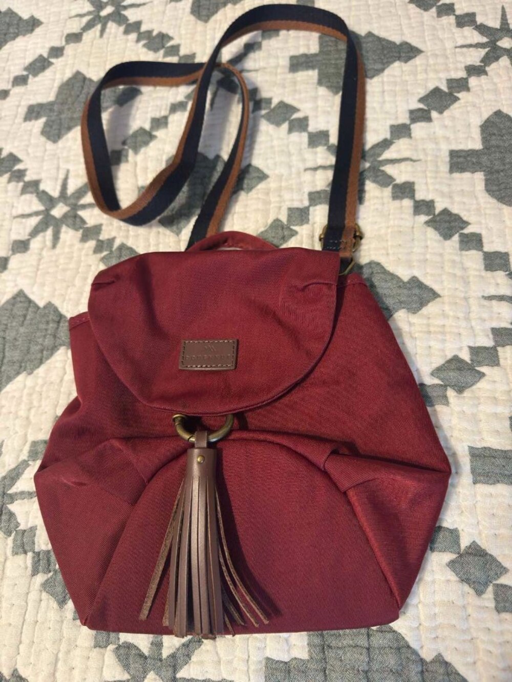 Doughnut Florence Mini Crossbody Bag – Burgundy Nylon Tassel